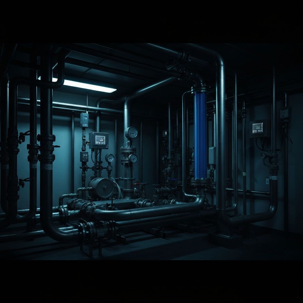 Hospital water system infrastructure with monitoring equipment